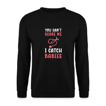 Du Kannst Mir Keine Angst Machen. Ich Fange - Unisex Pullover - Schwarz - Vorne - Alina (178cm) & Michal (187cm)