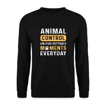 Aco. Unpelzige Momente. Tierschutzbeauftragter - Unisex Pullover - Schwarz - Vorne - Alina (178cm) & Michal (187cm)