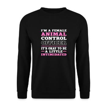 Aco Fille. Inspectrice des animaux - Sweat-shirt Unisexe - noir - Devant - Alina (178cm) & Michal (187cm)