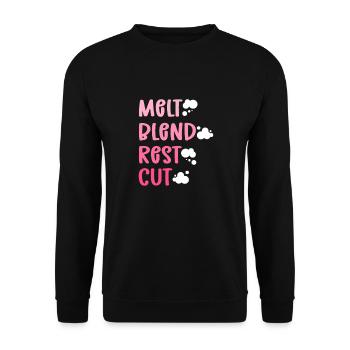Melting mixture residual cut. Soap production - Unisex Sweatshirt - black - Front - Alina (178cm) & Michal (187cm)