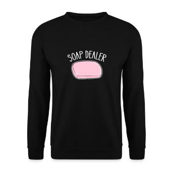 Marchands de savon. Saponification. Production de savon - Sweat-shirt Unisexe - noir - Devant - Alina (178cm) & Michal (187cm)