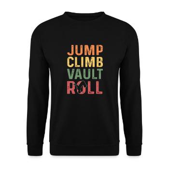Jumping Climbing Jumping Rollers. Cours - Sweat-shirt Unisexe - noir - Devant - Alina (178cm) & Michal (187cm)