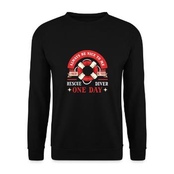 Ich Könnte Eines Tages Ihr Rettungstaucher Sein. - Unisex Pullover - Schwarz - Vorne - Alina (178cm) & Michal (187cm)