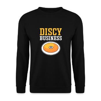 Discy Business. Diskus-werfer. Diskuswerfen - Unisex Pullover - Schwarz - Vorne - Alina (178cm) & Michal (187cm)