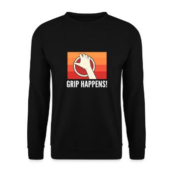 Grip Happens. Für Diskuswerfer. Diskuswerfen - Unisex Pullover - Schwarz - Vorne - Alina (178cm) & Michal (187cm)