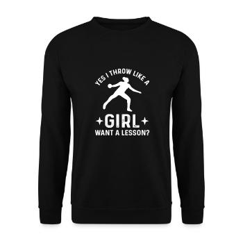 Oui, je lance comme une fille. Voulez-vous un - Sweat-shirt Unisexe - noir - Devant - Alina (178cm) & Michal (187cm)