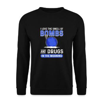 Ich Liebe Den Geruch Von Bomben Und Drogen. - Unisex Pullover - Schwarz - Vorne - Alina (178cm) & Michal (187cm)