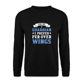 Für Meinen Beschützer Ziehe Ich Fell Den Flügeln - Unisex Pullover - Schwarz - Vorne - Alina (178cm) & Michal (187cm)