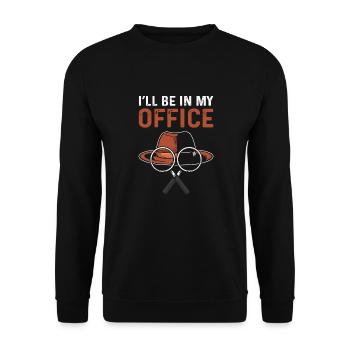 Ich Werde In Meinem Büro Sein. Private Eye. - Unisex Pullover - Schwarz - Vorne - Alina (178cm) & Michal (187cm)