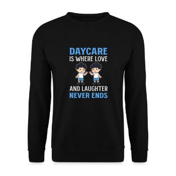 Day care center is the place of love - Unisex Sweatshirt - black - Front - Alina (178cm) & Michal (187cm)