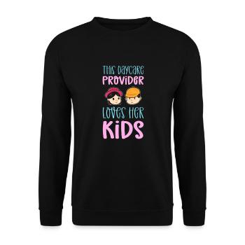 Cette assistante maternelle aime ses enfants. - Sweat-shirt Unisexe - noir - Devant - Alina (178cm) & Michal (187cm)