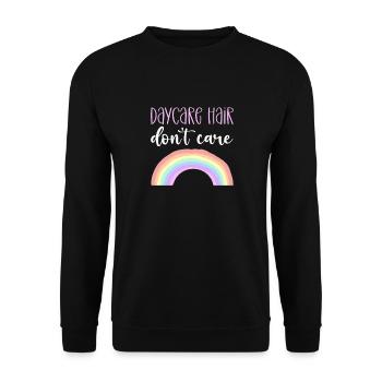 Garderie Les cheveux ne s’en soucient pas. Garde d’enfants. - Sweat-shirt Unisexe - noir - Devant - Alina (178cm) & Michal (187cm)