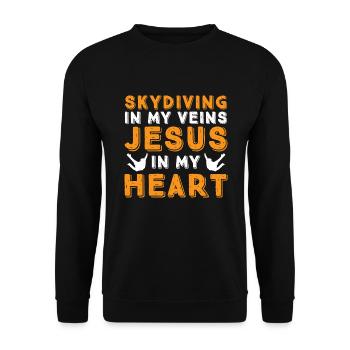 Skydiving and Jesus. Skydiving. - Unisex Sweatshirt - black - Front - Alina (178cm) & Michal (187cm)
