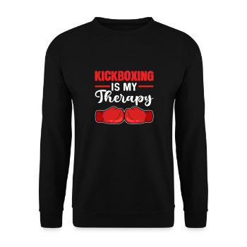 Le kickboxing est ma thérapie. Kickboxing - Sweat-shirt Unisexe - noir - Devant - Alina (178cm) & Michal (187cm)