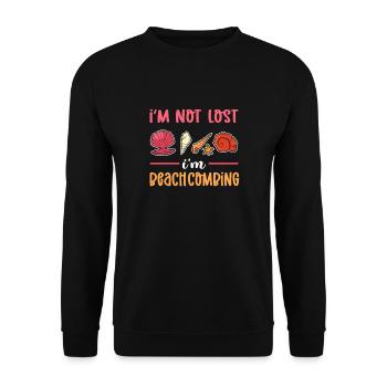 Ich Bin Nicht Los. Ich Bin Beachcombing. - Unisex Pullover - Schwarz - Vorne - Alina (178cm) & Michal (187cm)