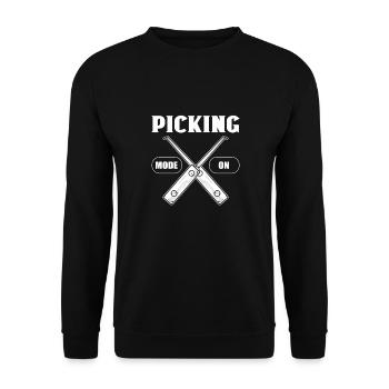 Picking mode on. Lock Picking. Locksmith - Unisex Sweatshirt - black - Front - Alina (178cm) & Michal (187cm)