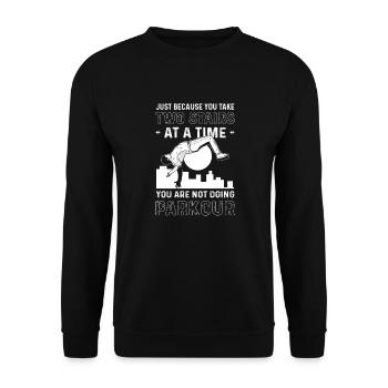 Freerunning course. Parkour - Unisex Sweatshirt - black - Front - Alina (178cm) & Michal (187cm)