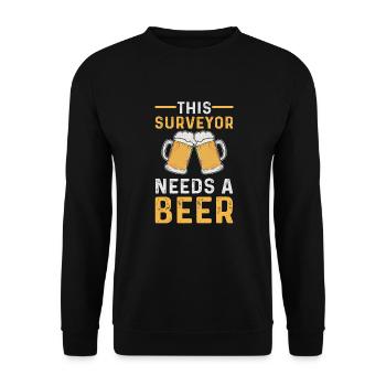 Dieser Vermesser Braucht Ein Bier. Kartograph. - Unisex Pullover - Schwarz - Vorne - Alina (178cm) & Michal (187cm)
