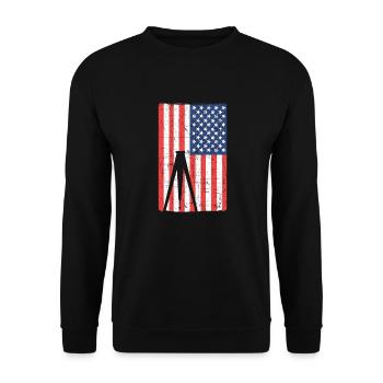 Patriotischer Landvermesser. Usa-vermessung. - Unisex Pullover - Schwarz - Vorne - Alina (178cm) & Michal (187cm)