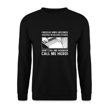 I save vinyls trapped in record stores. - Unisex Sweatshirt - black - Front - Alina (178cm) & Michal (187cm)