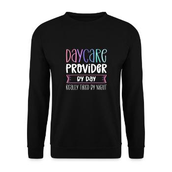 Nounou pendant la journée. Vraiment fatigué la nuit. - Sweat-shirt Unisexe - noir - Devant - Alina (178cm) & Michal (187cm)