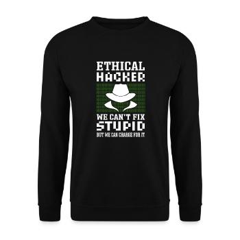 Ethical hacker. White Hat Hacker. - Unisex Sweatshirt - black - Front - Alina (178cm) & Michal (187cm)