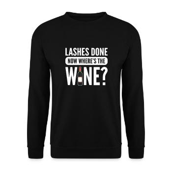 Die Wimpern Sind Fertig. Wo Ist Jetzt Der Wein? - Unisex Pullover - Schwarz - Vorne - Alina (178cm) & Michal (187cm)