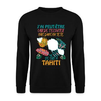 Tahiti Cadeau Citation Pour Homme Et Femme - Sweat-shirt Unisexe - noir - Devant - Alina (178cm) & Michal (187cm)