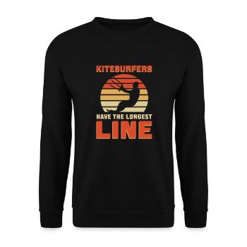 Kitesurfer Haben Die Längste Leine. Kiteboarding - Unisex Pullover - Schwarz - Vorne - Alina (178cm) & Michal (187cm)