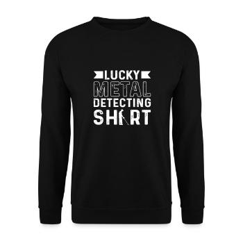 Metalldetektor. Reliquienjagd. Glückliche - Unisex Pullover - Schwarz - Vorne - Alina (178cm) & Michal (187cm)