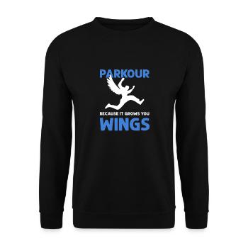 Parkour because it makes you grow wings. - Unisex Sweatshirt - black - Front - Alina (178cm) & Michal (187cm)