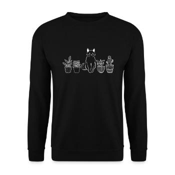 Chats et plantes, Dame des plantes, Amoureux des plantes, Jardinier - Sweat-shirt Unisexe - noir - Devant - Alina (178cm) & Michal (187cm)