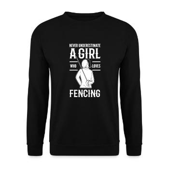 Swordman Geschenk, Fechten Geschenk, Fechter - Unisex Pullover - Schwarz - Vorne - Alina (178cm) & Michal (187cm)