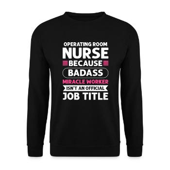 Op-schwester Miracle Worker. Krankenpflege Im - Unisex Pullover - Schwarz - Vorne - Alina (178cm) & Michal (187cm)