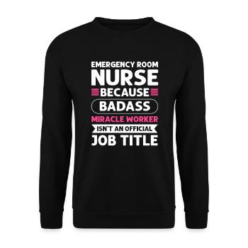 Infirmière aux urgences : « miracle » - Sweat-shirt Unisexe - noir - Devant - Alina (178cm) & Michal (187cm)