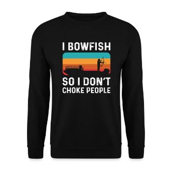 I bowfish so I don't suffocate people. - Unisex Sweatshirt - black - Front - Alina (178cm) & Michal (187cm)
