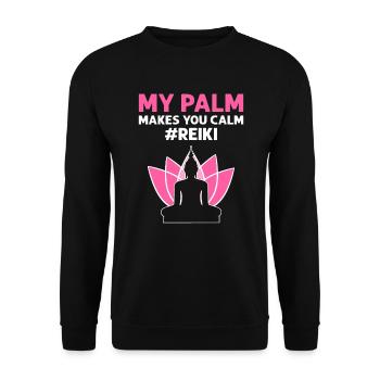 Ma paume vous rend calme. Reiki - Sweat-shirt Unisexe - noir - Devant - Alina (178cm) & Michal (187cm)