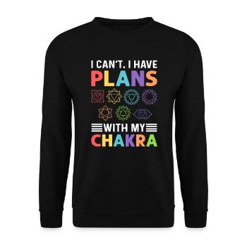 Je ne peux pas. J’ai des projets avec mon chakra. - Sweat-shirt Unisexe - noir - Devant - Alina (178cm) & Michal (187cm)