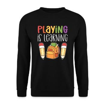 Learn to play. Kindergarten teacher for - Unisex Sweatshirt - black - Front - Alina (178cm) & Michal (187cm)