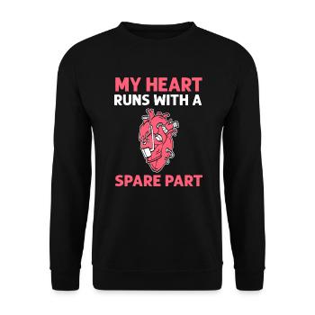 My heart runs with a spare part. Operation - Unisex Sweatshirt - black - Front - Alina (178cm) & Michal (187cm)