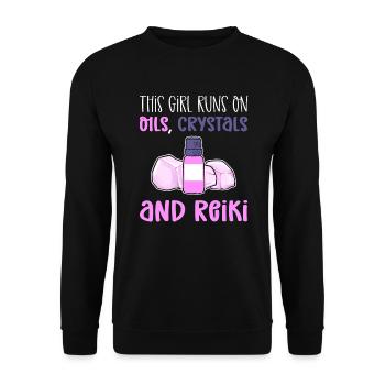 Cette fille marche avec des huiles, des cristaux - Sweat-shirt Unisexe - noir - Devant - Alina (178cm) & Michal (187cm)