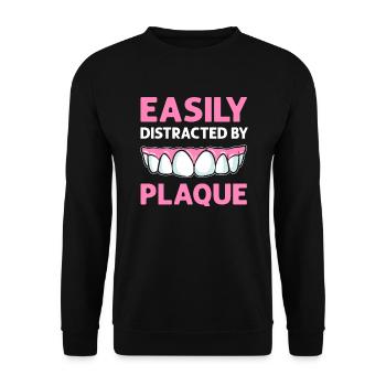 Facilement distrait par la plaque. Technicien dentaire - Sweat-shirt Unisexe - noir - Devant - Alina (178cm) & Michal (187cm)