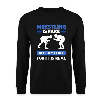 Wrestling is wrong, but my love for it is - Unisex Sweatshirt - black - Front - Alina (178cm) & Michal (187cm)