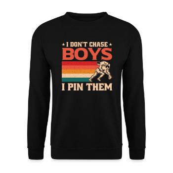 I don't hunt boys. I pin them. Wrestle - Unisex Sweatshirt - black - Front - Alina (178cm) & Michal (187cm)