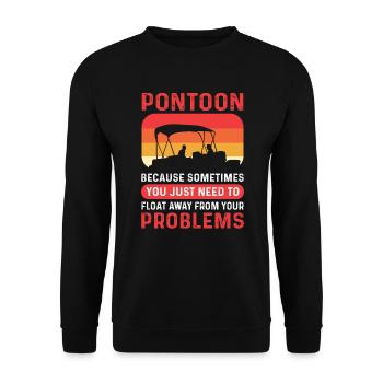 Pontonbootfahren. Float Away Pontoon Boat Kapitän - Unisex Pullover - Schwarz - Vorne - Alina (178cm) & Michal (187cm)