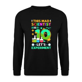 This mad scientist is 10 years old - Unisex Sweatshirt - black - Front - Alina (178cm) & Michal (187cm)