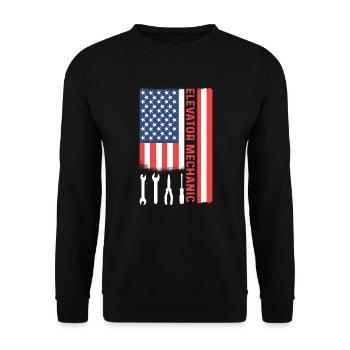 Elevator mechanic. Elevator fitter - Unisex Sweatshirt - black - Front - Alina (178cm) & Michal (187cm)
