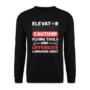 Elevator fitter Elevator mechanic Elevators - Unisex Sweatshirt - black - Front - Alina (178cm) & Michal (187cm)