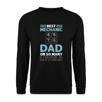 Best mechanic father on so many levels. - Unisex Sweatshirt - black - Front - Alina (178cm) & Michal (187cm)