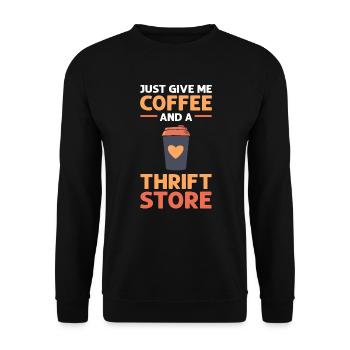 Gib Mir Einfach Kaffee Und Einen - Unisex Pullover - Schwarz - Vorne - Alina (178cm) & Michal (187cm)